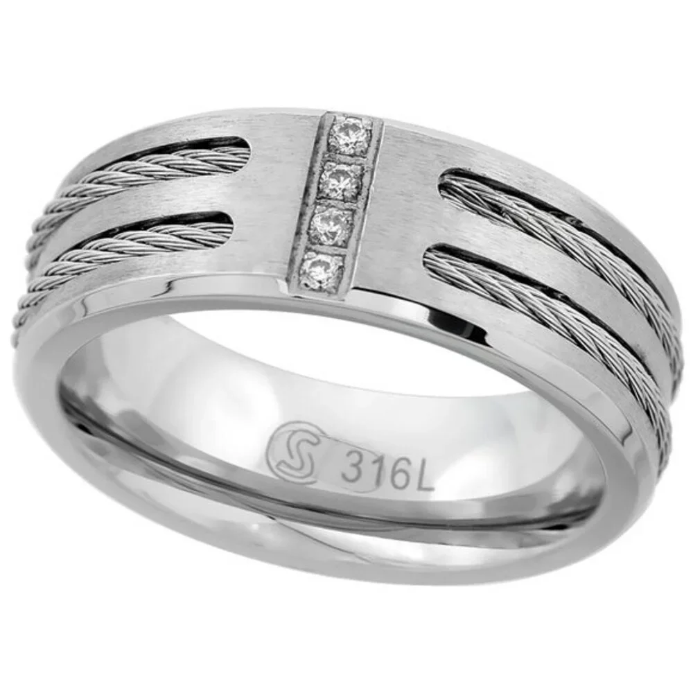 Surgical Stainless Steel 8mm Eternity Wedding Band
